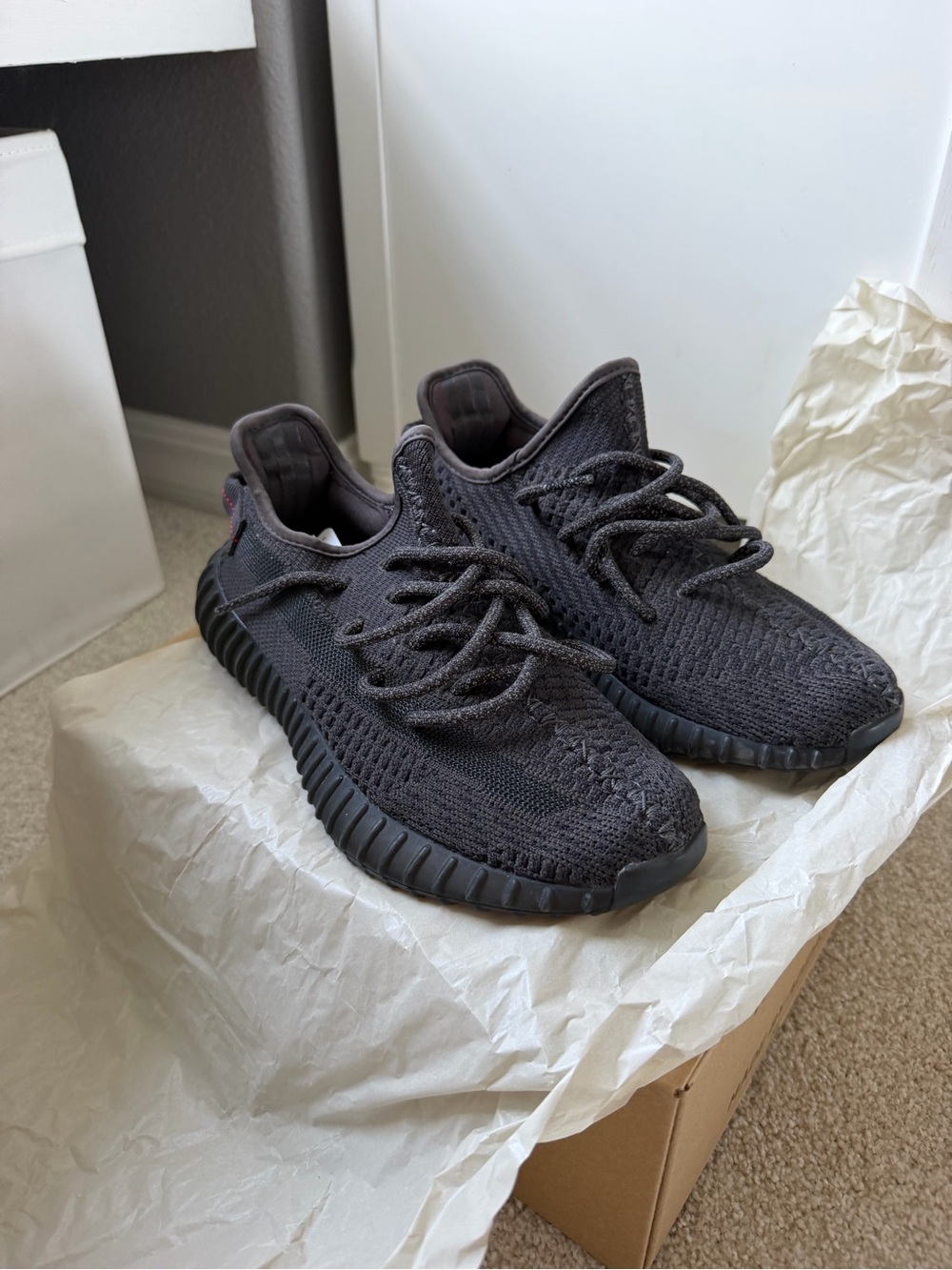 100% Authentic Yeezy Boost 350 V2 Black Sneakers